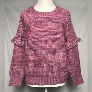 HEARTLOOM Pink Knit Fringe Preppy Girly Sweater Size M‎